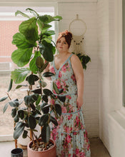 Load image into Gallery viewer, blue and pink floral plus size dress