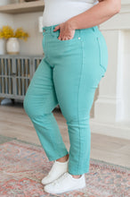 Load image into Gallery viewer, BRIDGETTE HIGH RISE GARMENT DYED SLIM JEANS IN AQUAMARINE
