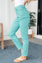 Load image into Gallery viewer, BRIDGETTE HIGH RISE GARMENT DYED SLIM JEANS IN AQUAMARINE
