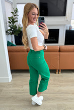 Load image into Gallery viewer, LISA HIGH RISE CONTROL TOP WIDE LEG CROP JEANS IN KELLY GREEN
