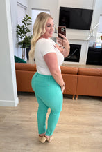 Load image into Gallery viewer, BRIDGETTE HIGH RISE GARMENT DYED SLIM JEANS IN AQUAMARINE
