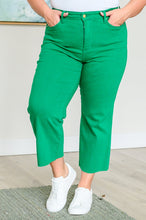 Load image into Gallery viewer, LISA HIGH RISE CONTROL TOP WIDE LEG CROP JEANS IN KELLY GREEN
