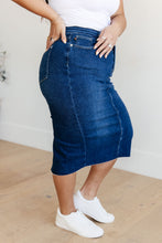 Load image into Gallery viewer, MARCY HIGH RISE DENIM MIDI SKIRT
