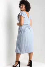 Load image into Gallery viewer, striped plus size midi dress light blue
