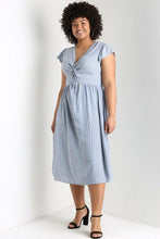 Load image into Gallery viewer, Plus size midi dress blue
