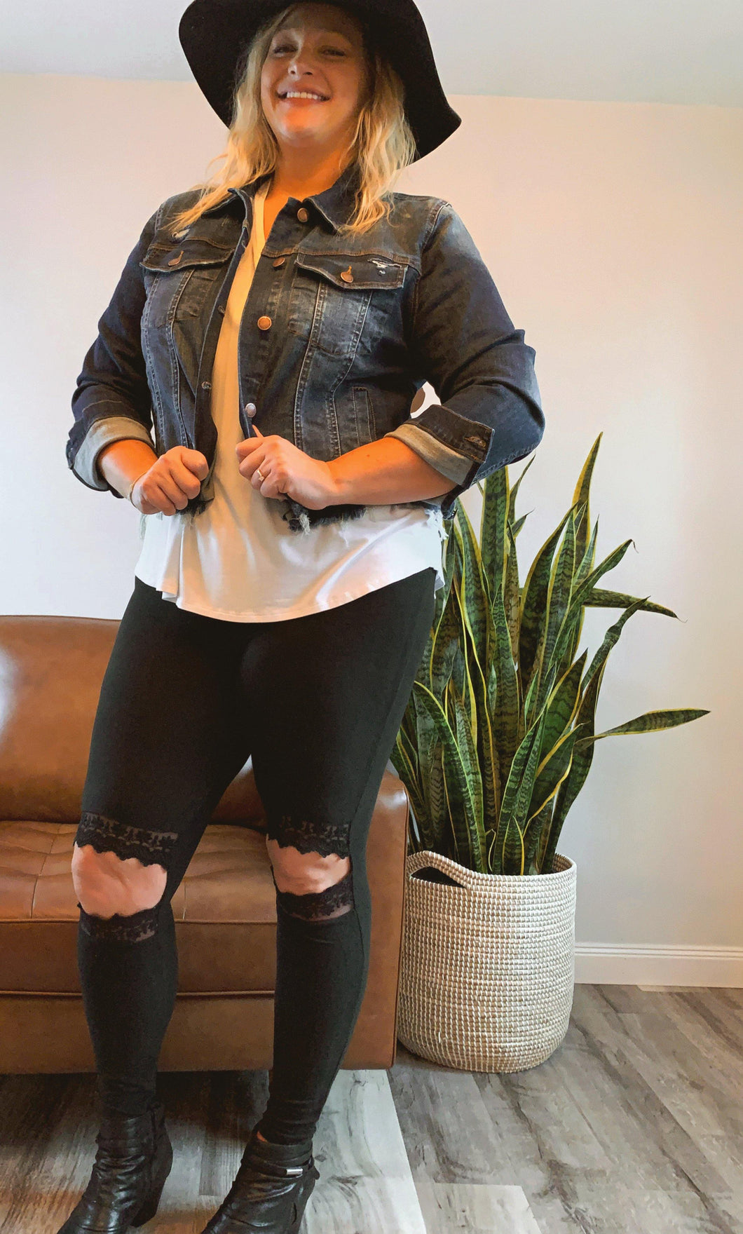 plus size distressed denim women's jacket