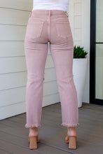 Load image into Gallery viewer, BABS HIGH RISE DISTRESSED STRAIGHT JEANS IN MAUVE
