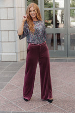 Load image into Gallery viewer, HIGH SOCIETY VELVET WIDE LEG TROUSERS
