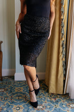 Load image into Gallery viewer, GILDED AGE SEQUIN SKIRT IN BLACK
