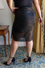 Load image into Gallery viewer, GILDED AGE SEQUIN SKIRT IN BLACK
