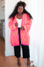 Load image into Gallery viewer, NOTICED IN NEON CHECKERED CARDIGAN IN PINK AND ORANGE
