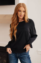 Load image into Gallery viewer, PEACEFUL MOMENTS SMOCKED SLEEVE BLOUSE IN BLACK
