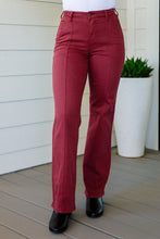 Load image into Gallery viewer, PHOEBE HIGH RISE FRONT SEAM STAIGHT JEANS IN BURGUNDY
