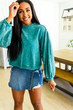 Load image into Gallery viewer, TIED UP IN CUTENESS MINERAL WASH SWEATER IN TEAL
