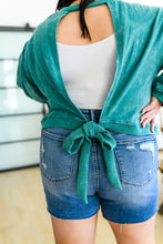 Load image into Gallery viewer, TIED UP IN CUTENESS MINERAL WASH SWEATER IN TEAL
