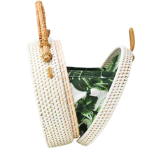 Load image into Gallery viewer, WHITE MILLY BAG: PALM LEAF - November by Cathleen Erin
