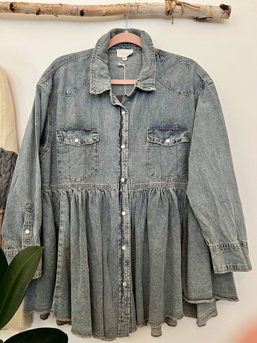 babydoll plus size shirt blue