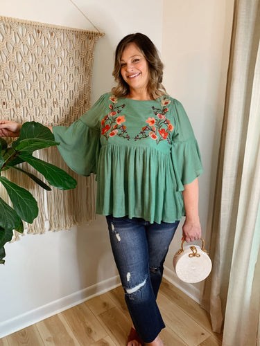 plus size green tops